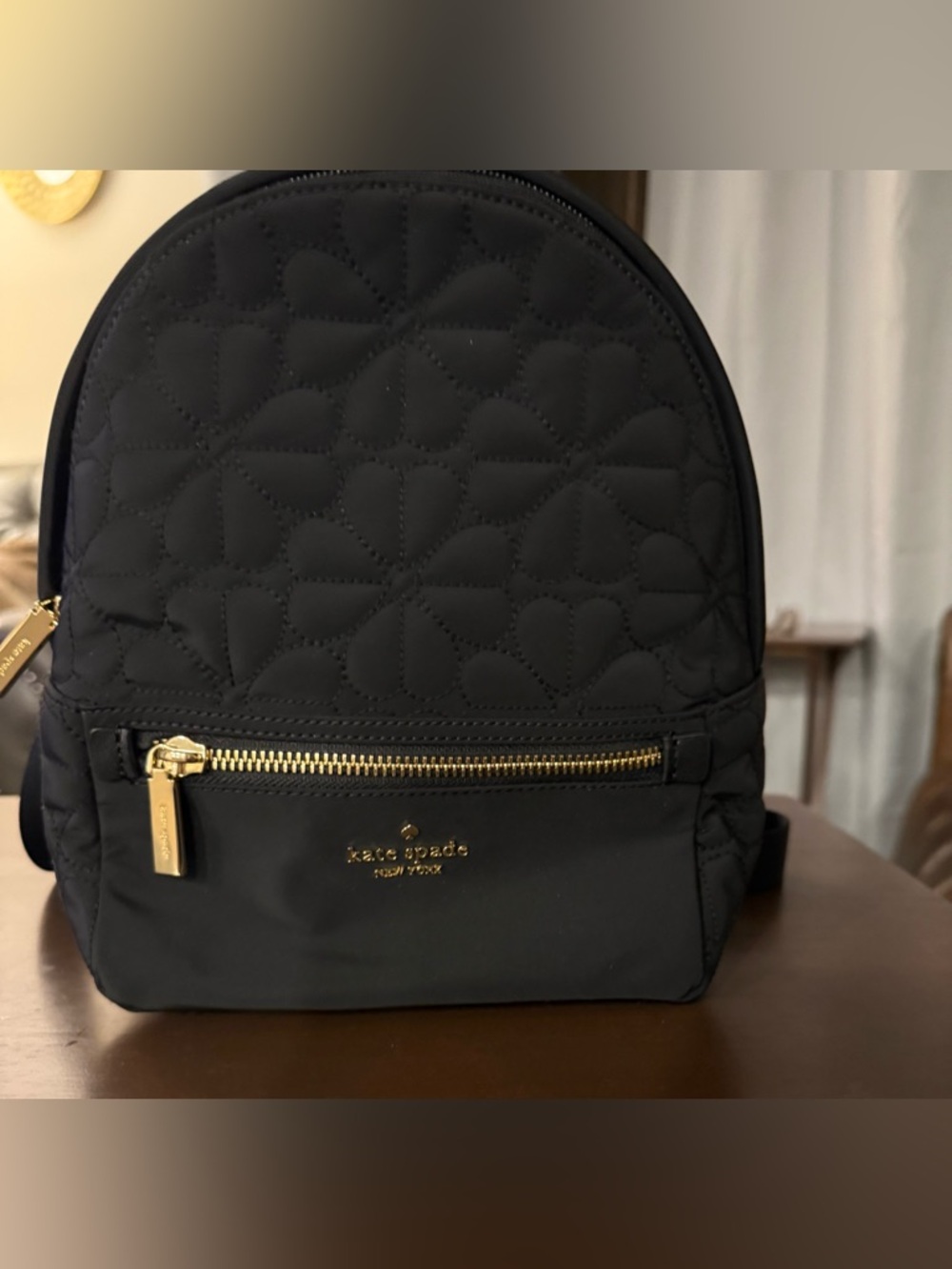 Kate Spade Black Quilted Mini Backpack with Gold Hardware - Picture 1 of 3
